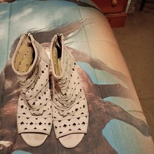 Elegant Cream Peep-Toe Ankle Boots